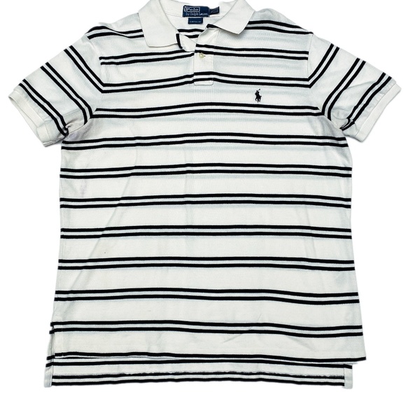 Polo Ralph Lauren Other - White/Black Striped Polo Ralph Lauren Custom Fit Short Sleeve Polo Shirt - Sz L